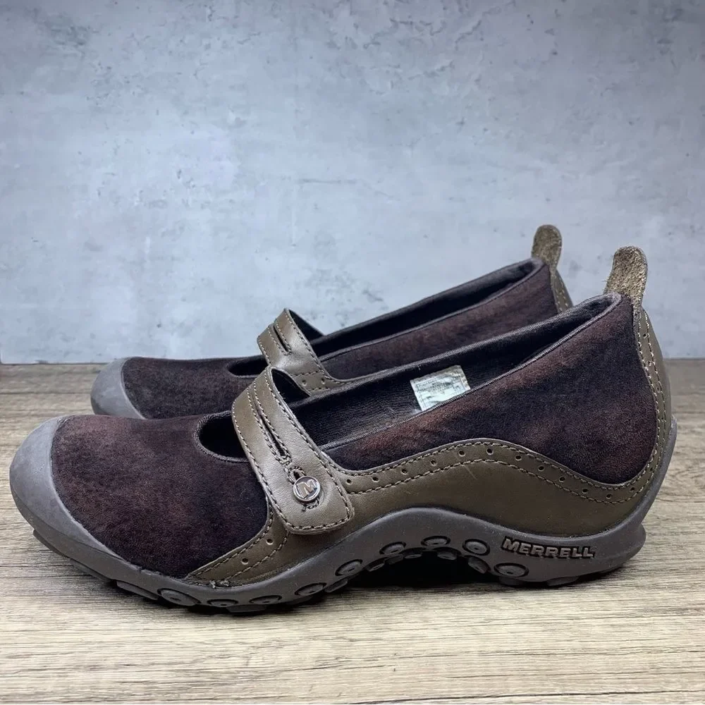 Merrell~Women's~Plaza‎ Bandeau Brown Leather/Suede Mary Jane Shoes~Size 9.5